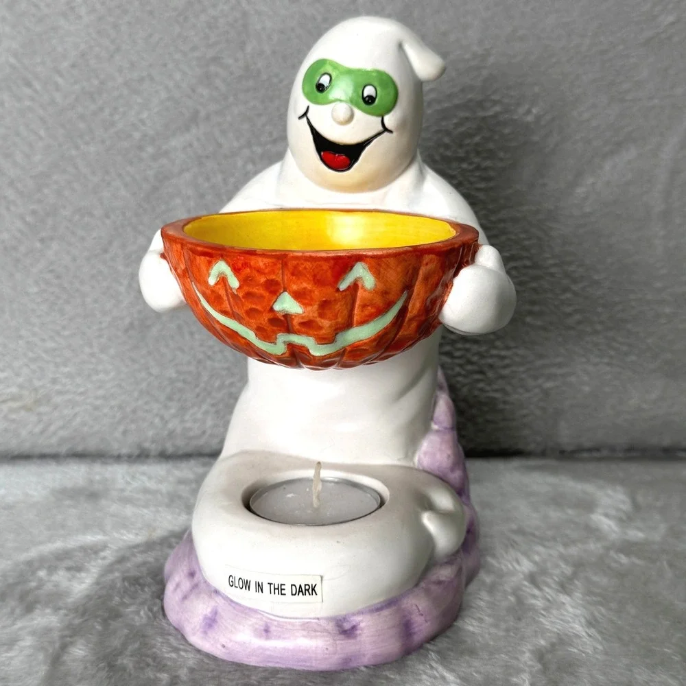 Michael Sparks Ghost Tealight Wax Warmer Glow in Dark Halloween Pumpkin Bowl